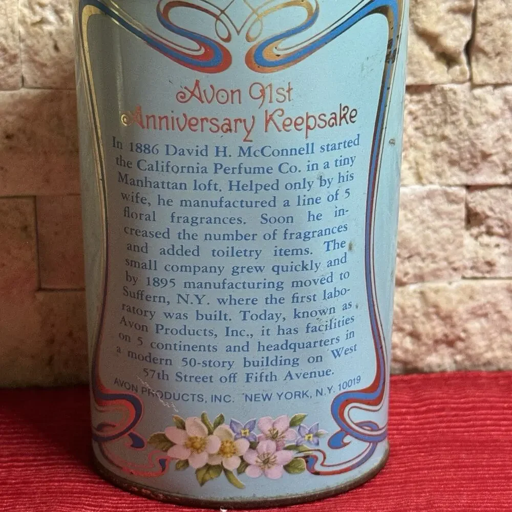 Vintage Avon California Perfumed Talc Powder 3.75 oz Tin EMPTY‎ 91st Anniversary